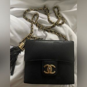 Dark navy blue Chanel cross body